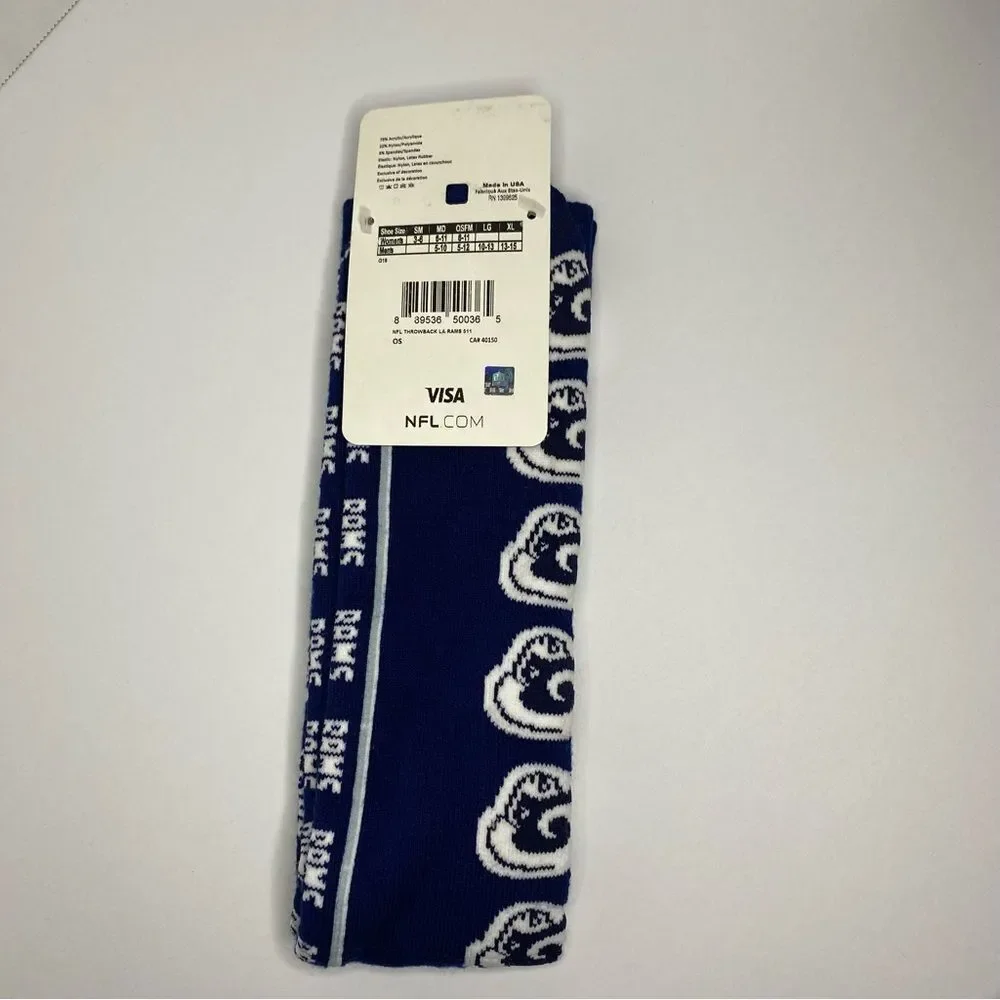 For Bare Feet Blue White NFL Throwback LA Rams Socks OSFM